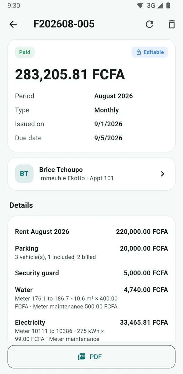 NHimmo screenshot: Invoice details