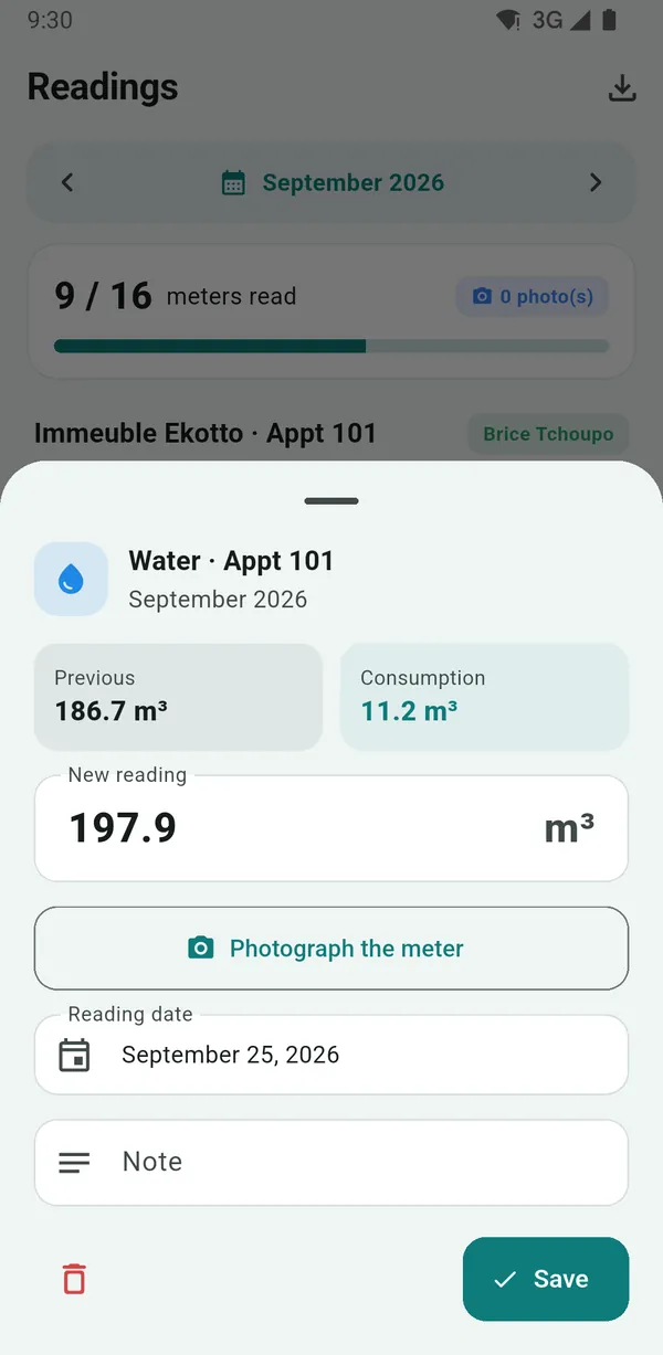 NHimmo screenshot: Entering a reading with a photo