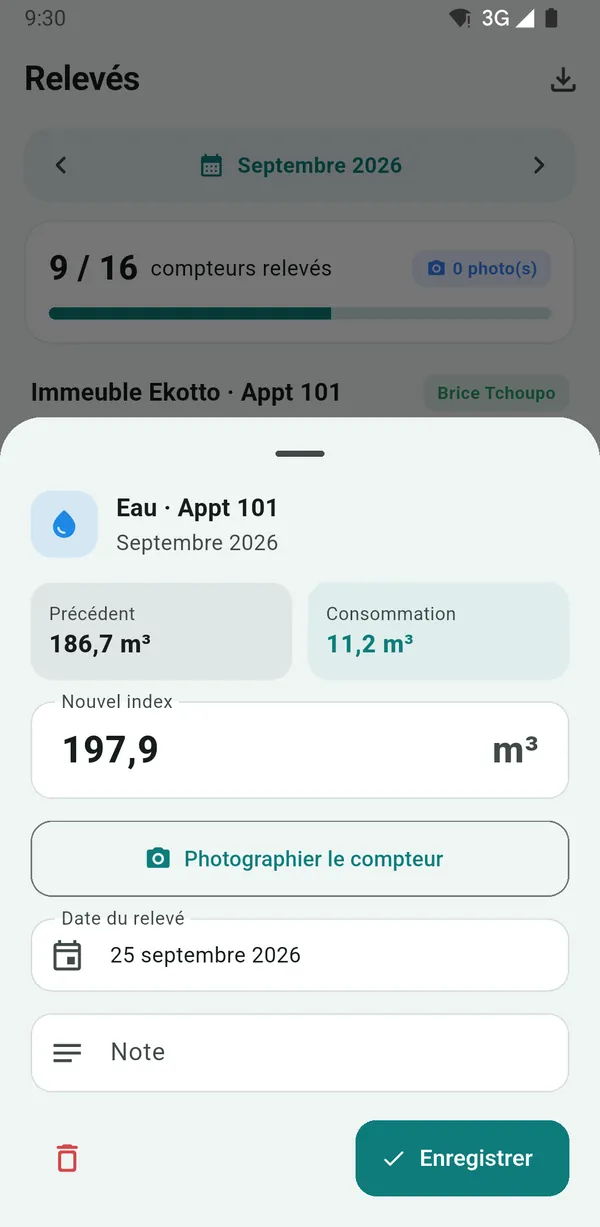 Capture d'écran de NHimmo : Saisie d'un index avec photo